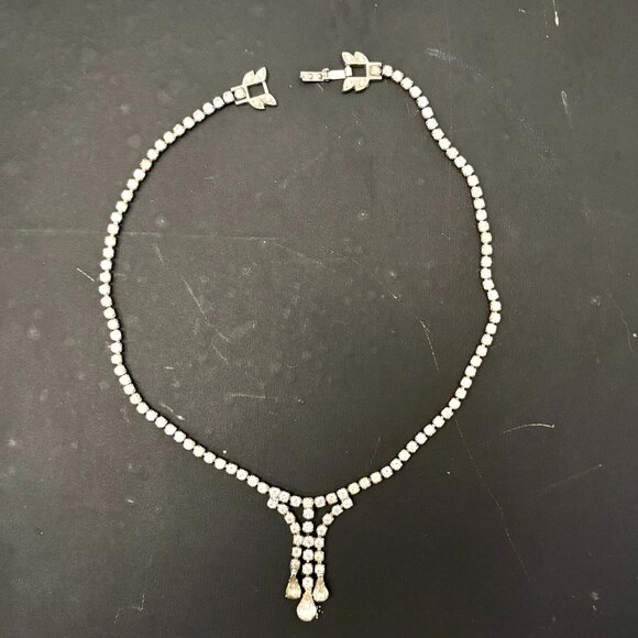 Vintage Jewelry - Vintage Rhinestone Choker Necklace Art Deco 14.5 inches